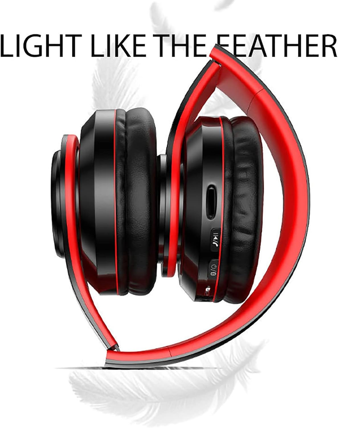 Bluetooth 5.0 Over-Ear Headphones Wireless Headphones, JR Joyreap Foldable Bluetooth 10 M Range Headphones Headset with Colorful Lights Stereo Surround Comfortable Affixed Ears (Black) image number 3