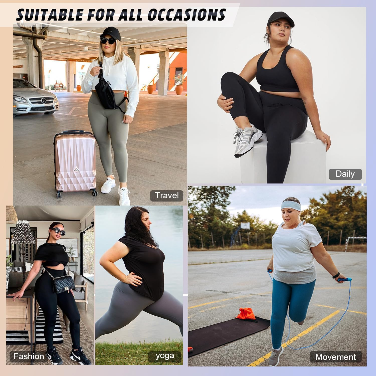 Yeug Women'S plus Size Leggings with Pocket-High Waist Tummy Control Yoga Pants Workout Running Black Leggings image number 2