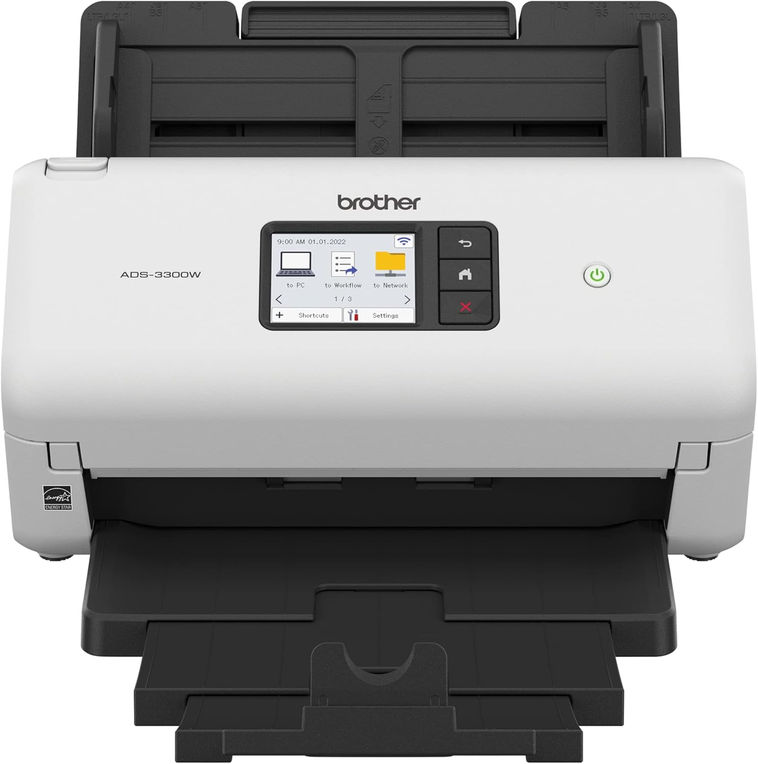 Brother ADS-3300W Wireless A4 Document Scanner, White/Black image number 3