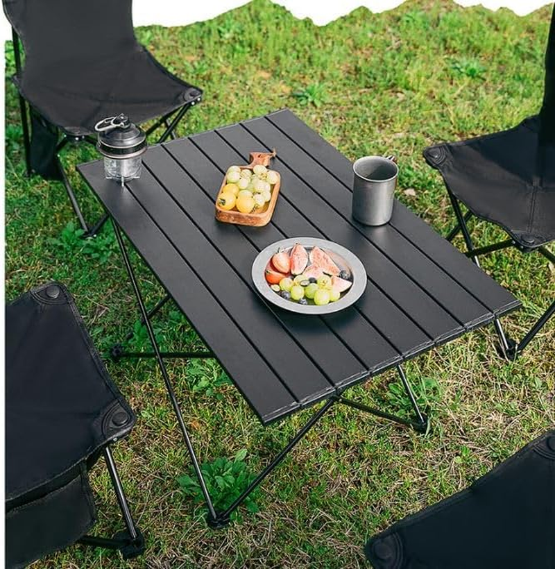 Large Folding Camping Table(68 * 46 * 41Cm), Portable Folding Beach Table with Carry Bag, Easy Carry Compact Design for Outdoor, Picnic, BBQ, Beach, Festival, Home Use - Black image number 3