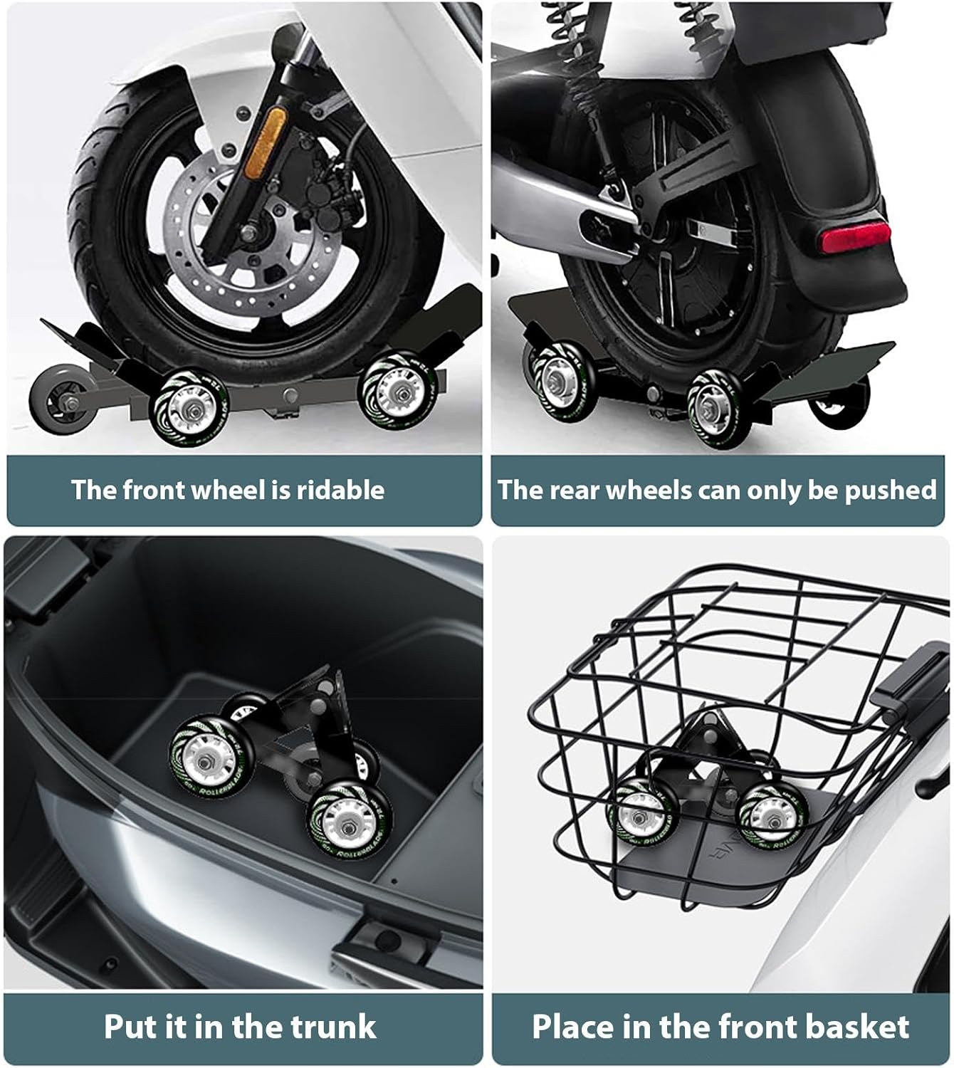 Motorcycle Wheel - Portable Motorcycle Mover Wheel Set of 4,Multi-Bearing Design Tire Jack, Foldable Motorcycle Mover for Electric Vehicles, Motorcycles