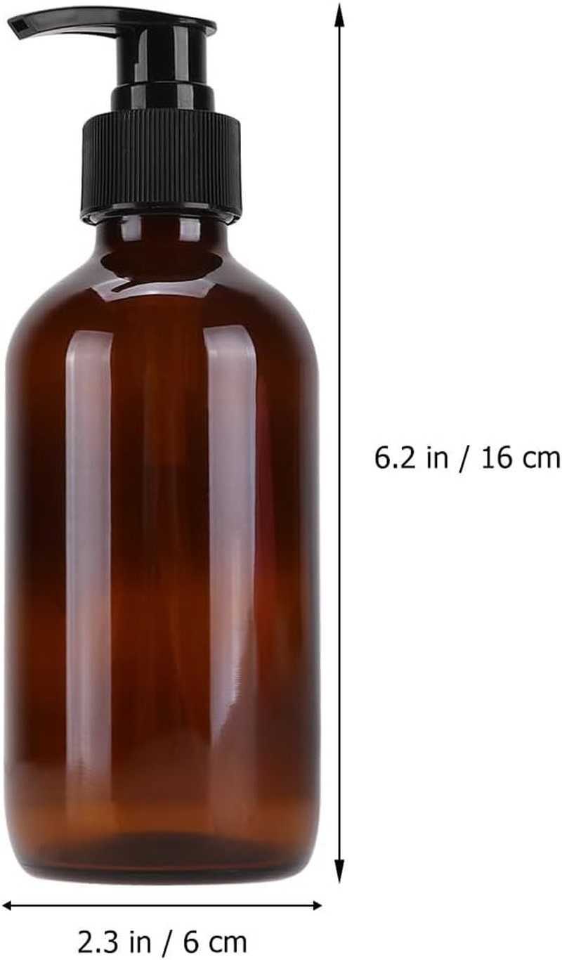 CATIEBYE 3Pcs 250Ml Brown Amber Glass Cosmetics Bottles Set, Portable Empty Emulsion Storage Sub Bottles for Travel and Home Use