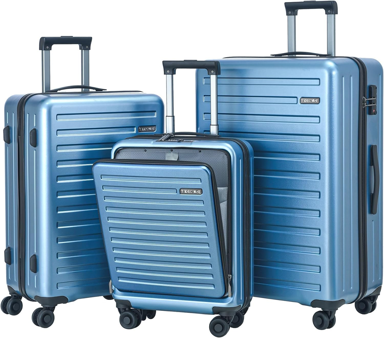 Tydeckare ABS+PC Luggage Set 2028 Inch Lightweight Spinner Wheels., Black, 3-Piece Set (20/24/28), Fashion