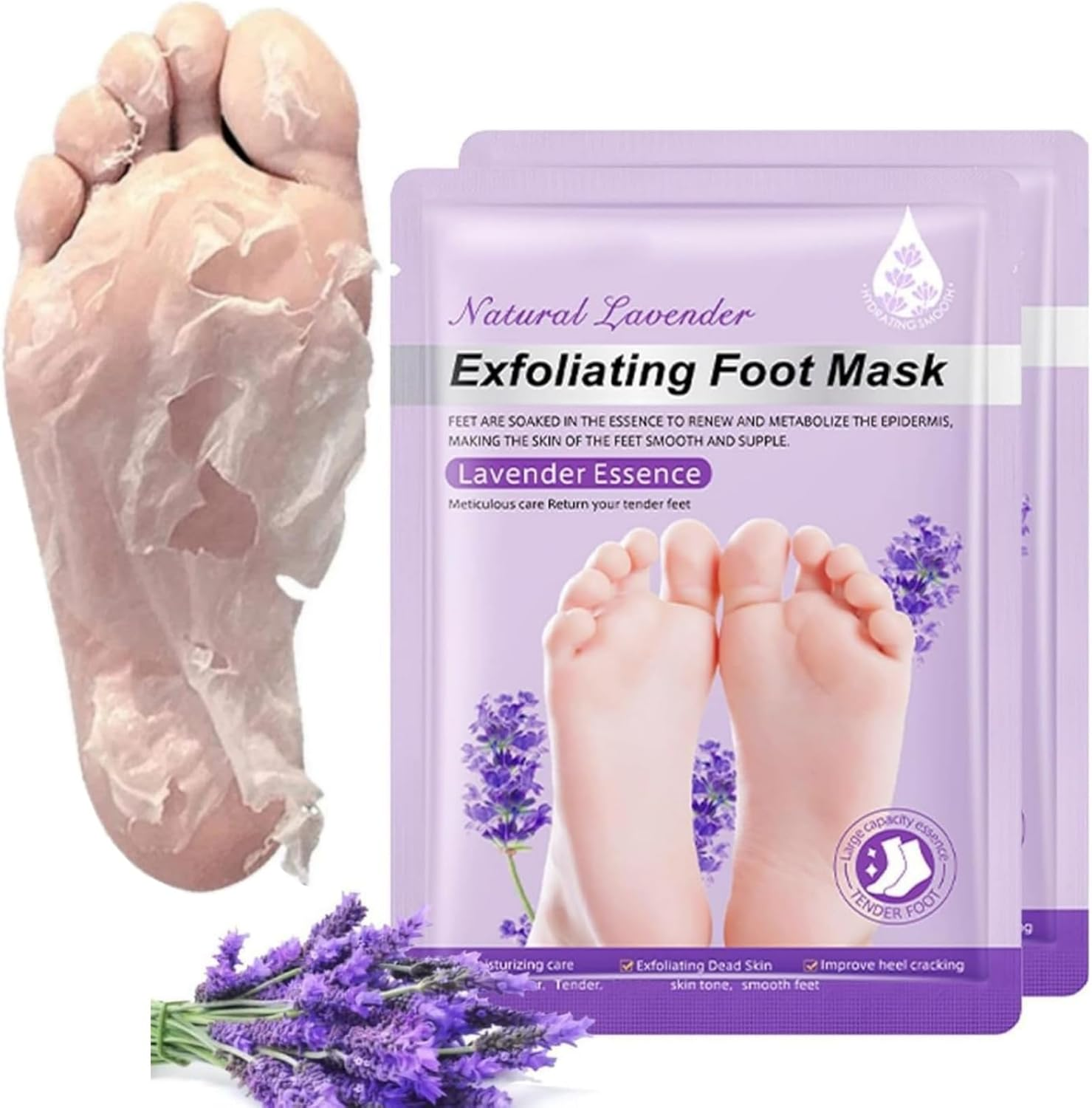 Foot Peel Mask 2 Pack, Exfoliator Peel off Calluses, Exfoliating Foot Care,Foot Exfoliator Repair Dry Cracked Feet,Peeling Away Dead Skin, Calluses, Dead Skin Callus Remover, Baby Soft Smooth Touch Feet-Men Women (Foot Masks)