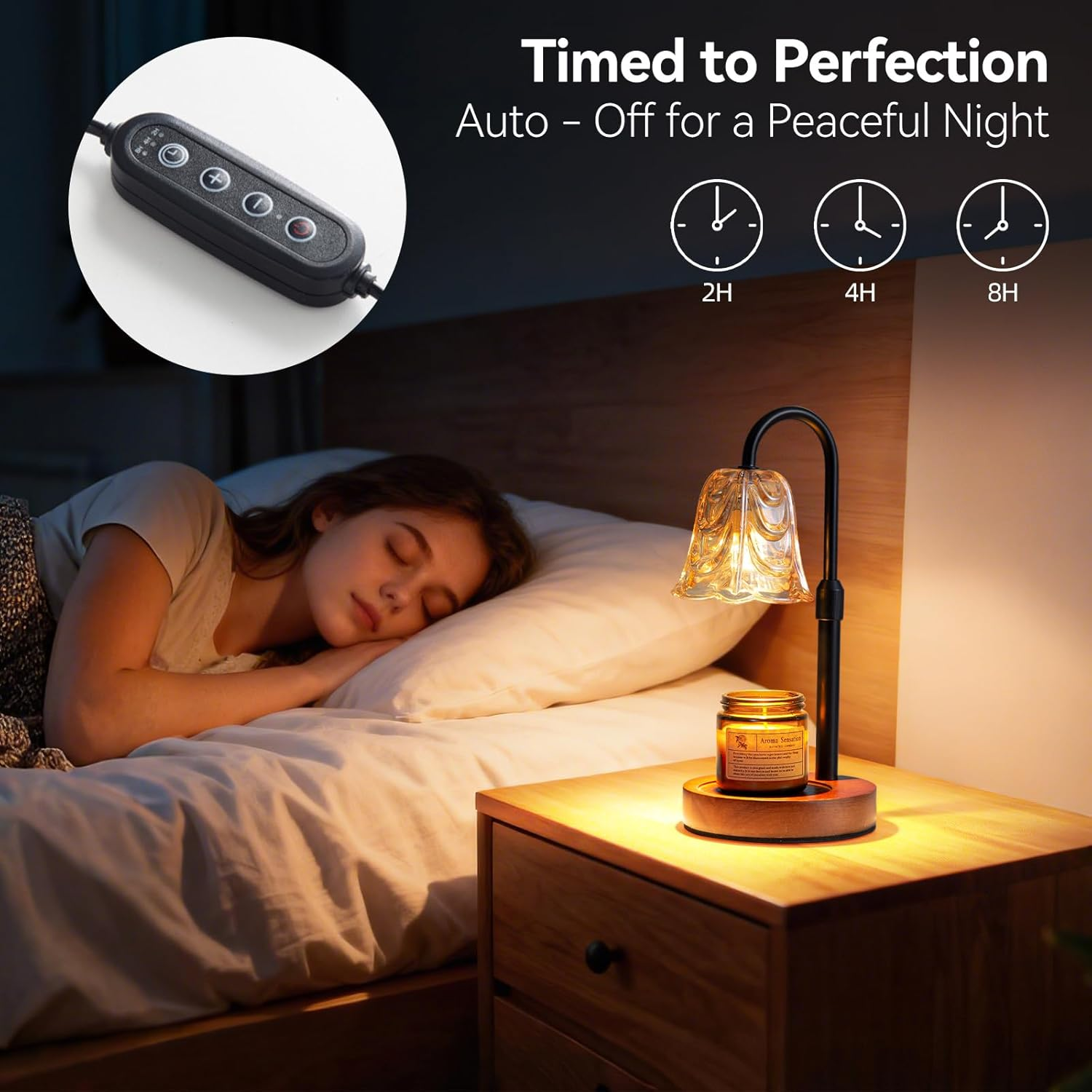 Roshin Candle Warmer Lamp Timer & Dimmable Electric Candle Warmer for Scented Jar Candles, Elegant Home Decor Candle Lamp for Bedroom, Living Room, Gift image number 2