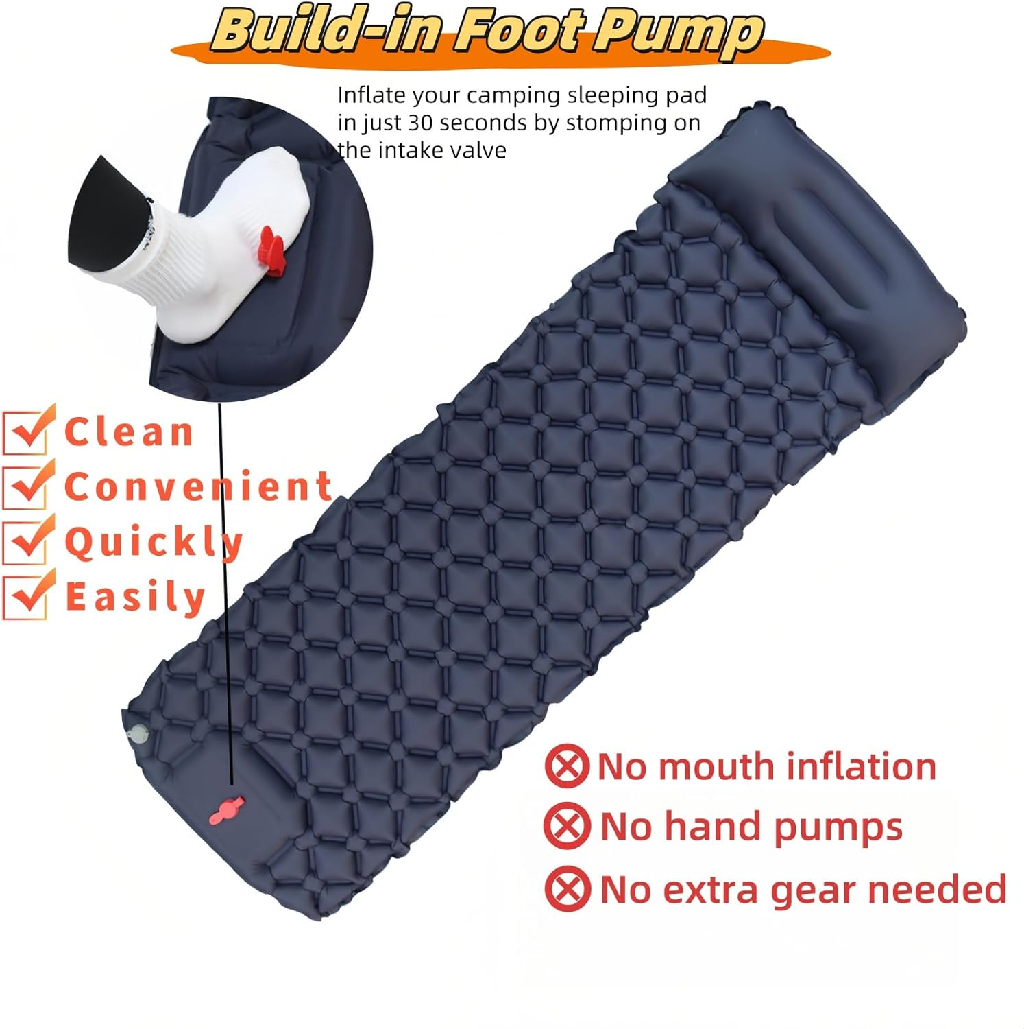 Wigmoa Li-L Ultralight Inflatable Camping Sleeping Pad with Built-In Foot Pump and Pillow - Compact Air Mattress for Backpacking, Hiking, and Traveling - Lightweight Camping Mat (Spring Green)