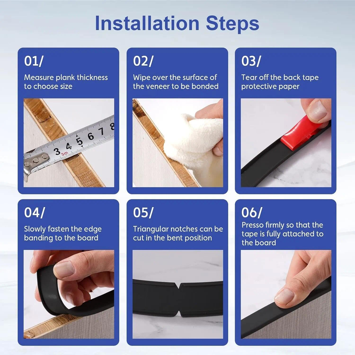 U-Shape Flexible Furniture Edge Banding,5Mx16Mm Black TPE Self Adhesive Edging Trim DIY Furniture Veneer Edging Tape Edge Strip Worktop Cabinets Table Shelves 16Mmx5M