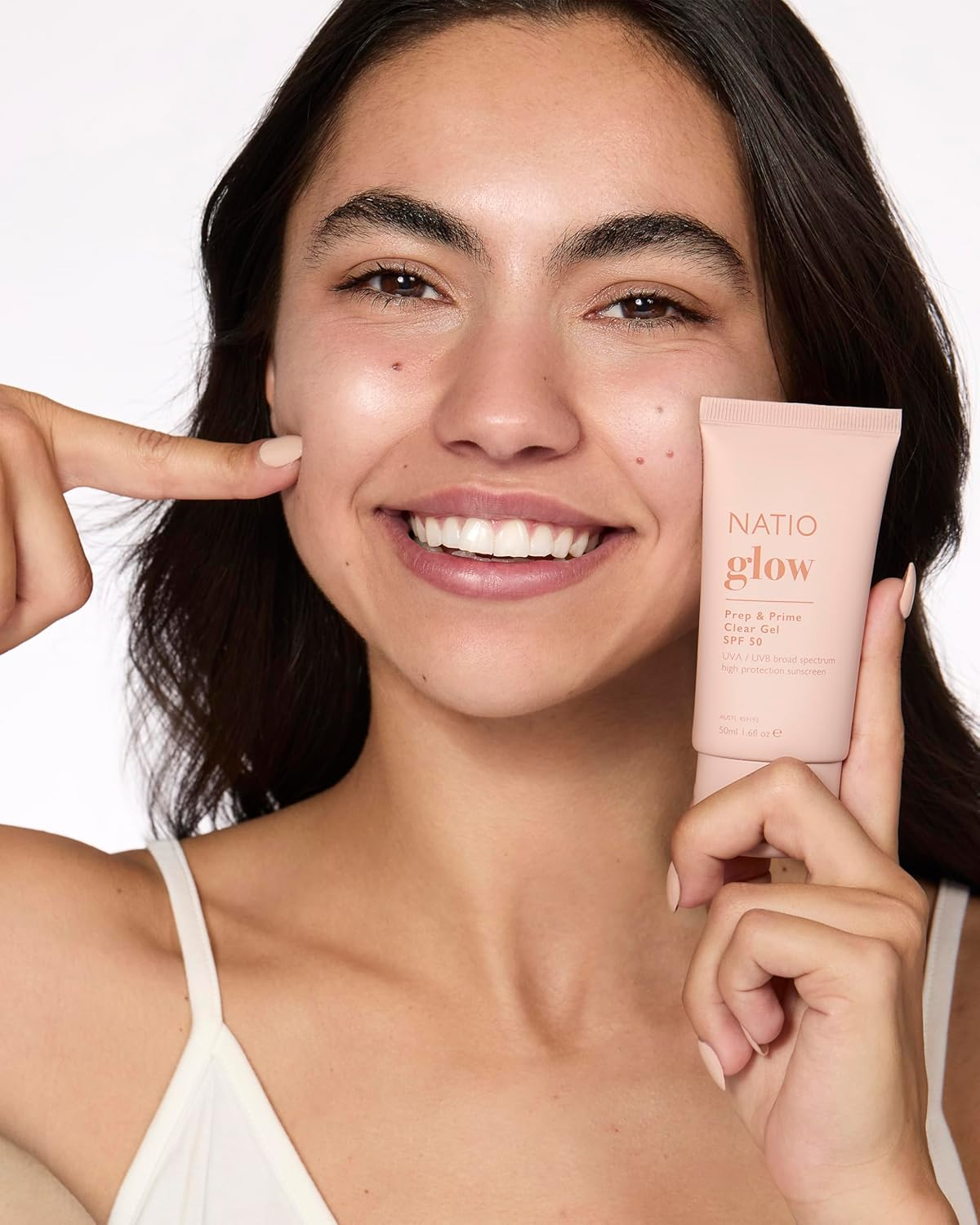 Natio Australia Glow Prep & Prime Clear Gel SPF 50 - Zero White-Cast, Waterless Sunscreen - UVA/UVB Protection - Infused with Vitamin E, Vegan Friendly, Fragrance Free & Made in Australia image number 6