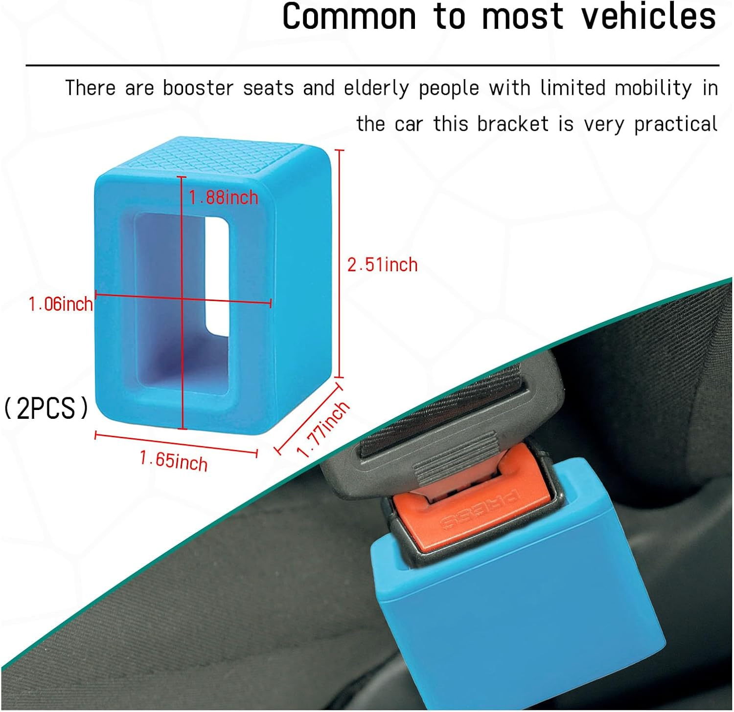 Augeny 2PCS Seat Belt Buckle Holder, Silicone Auto Rear Seatbelt Buckle Booster to Makes Receptacle Stand Upright for Easy Access, Universal Vehicle Seatbelt Buckle for Kids (Blue) image number 4