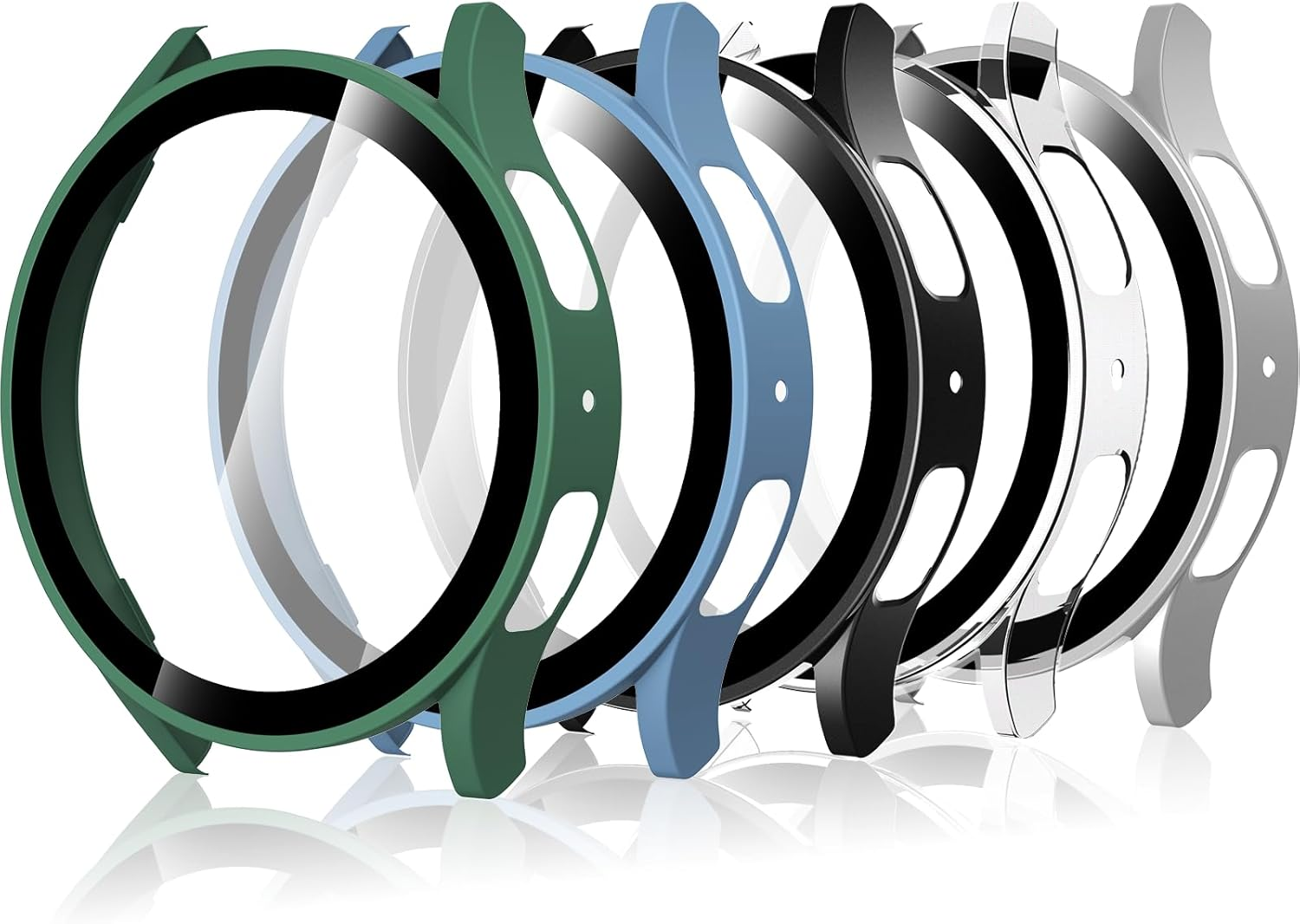 Bigqin (5 Pack) Tempered Glass Screen Protector Case Compatible with Samsung Galaxy Watch 7 44Mm Full Protection HD Hard PC Cover [High Sensitivity] image number 1