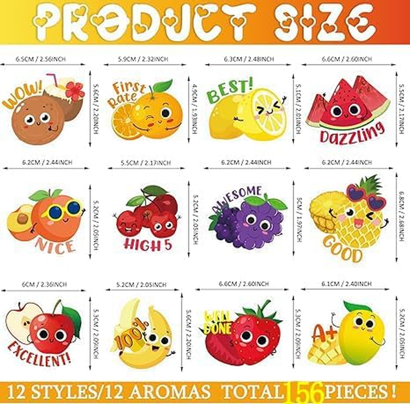 156 Pcs Sufficient Quantity Scratch and Sniff Sticker for Kids Classroom Smelly Scented Motivational Reward Teacher Incentive Positive Stickers for Student Classroom Chart School Supplies image number 6