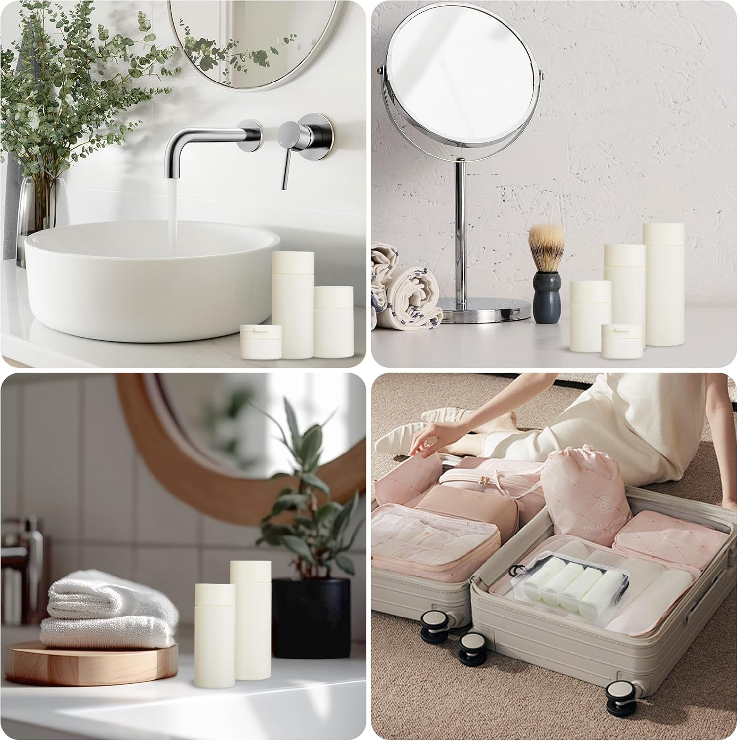 5Pcs Travel Bottles Set, Geeric Refillable Toiletry Bottle 50&mdash;100Ml TSA Approved Leak-Proof Small Cream Can Soft Bottle for Shampoo, Lotion,Cream+Waterproof Bag White - Gray image number 3