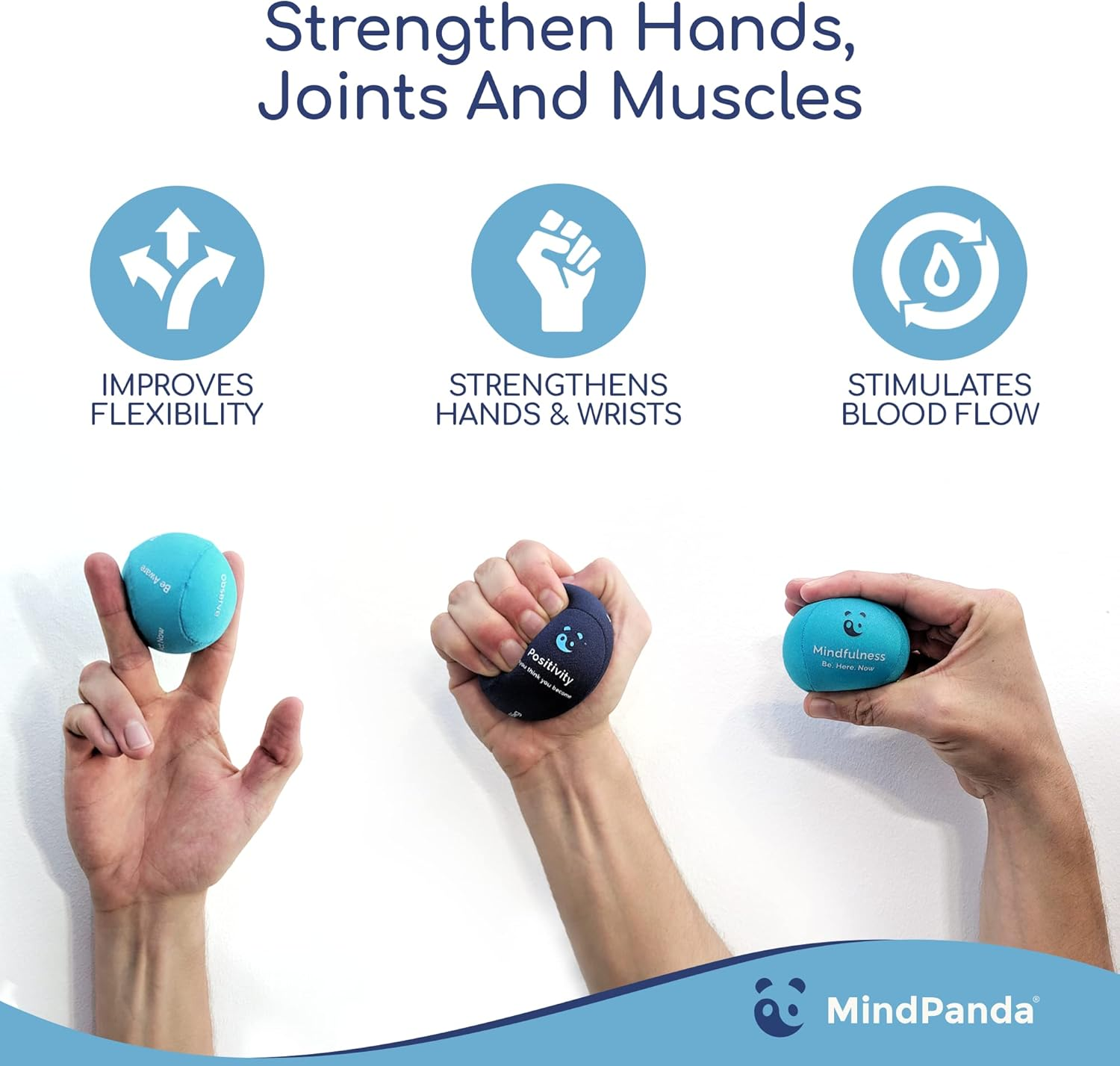 Mindpanda 3X Empowering Gel Stress Ball Bundle | Different Strengths & Sizes for Squeeze Hand Therapy - Scented for Extra Focus image number 6