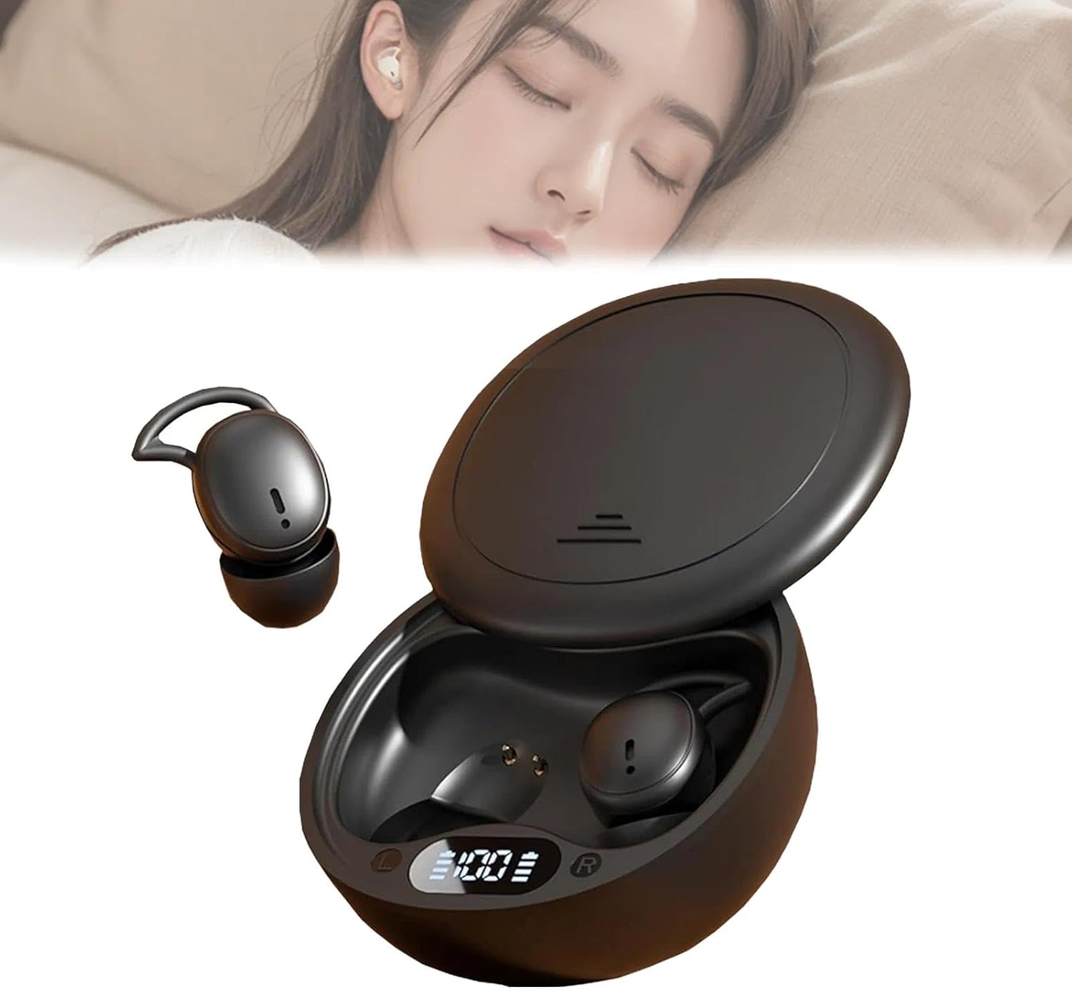 Elyrasleep Snoozepods Pro Bluetooth Earbuds, Upgraded Noise Cancelling Wireless Bluetooth Headphones, 50H Playtime, Feather-Light Side-Fit Comfort, for Deep Relaxation(Black)
