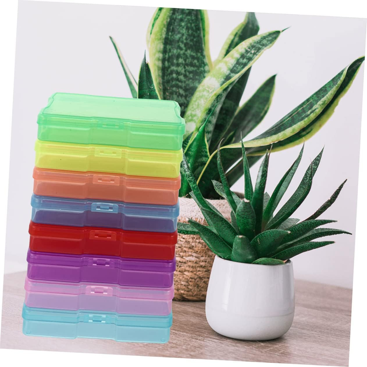 LALAFINA 10Pcs Plastic Photo Storage Boxes and Postcards Organizer Containers Lid, Mixed Color Craft Storage Case for Jewelry and Electronic Components, Suitable for Home and Office Use image number 1