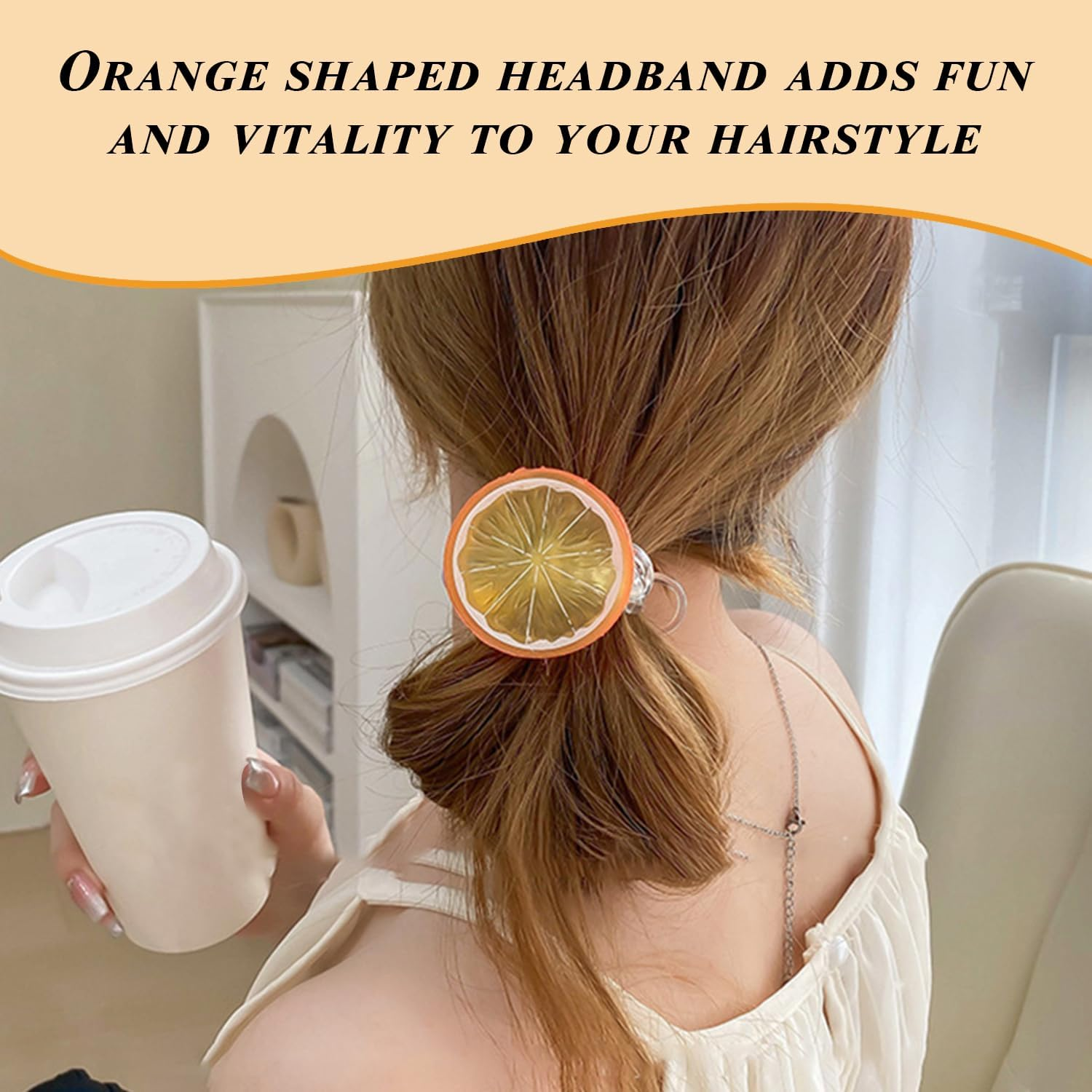 Pack of 2 Orange Hair Clips and 2 Orange Hair Rings, Cute Hair Accessories, Creative Styling Hair Accessories, Accessories for Hairstyle Decoration. image number 2