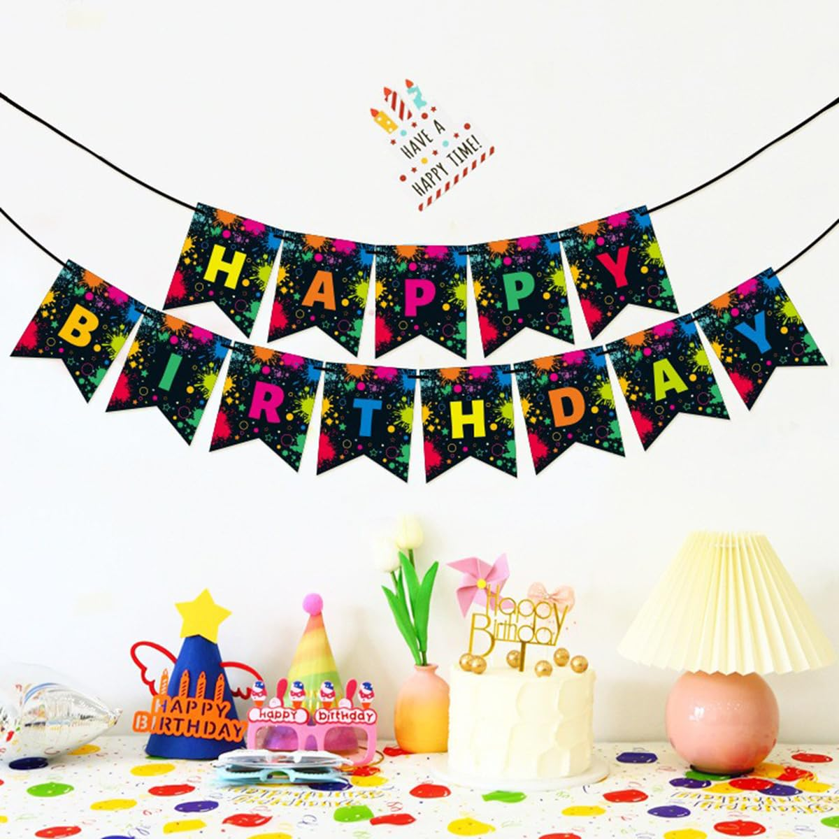 Colorful Graffiti Paint Birthday Flag, Children'S Birthday Party Banner Decorations Reusable Party Decorations image number 3