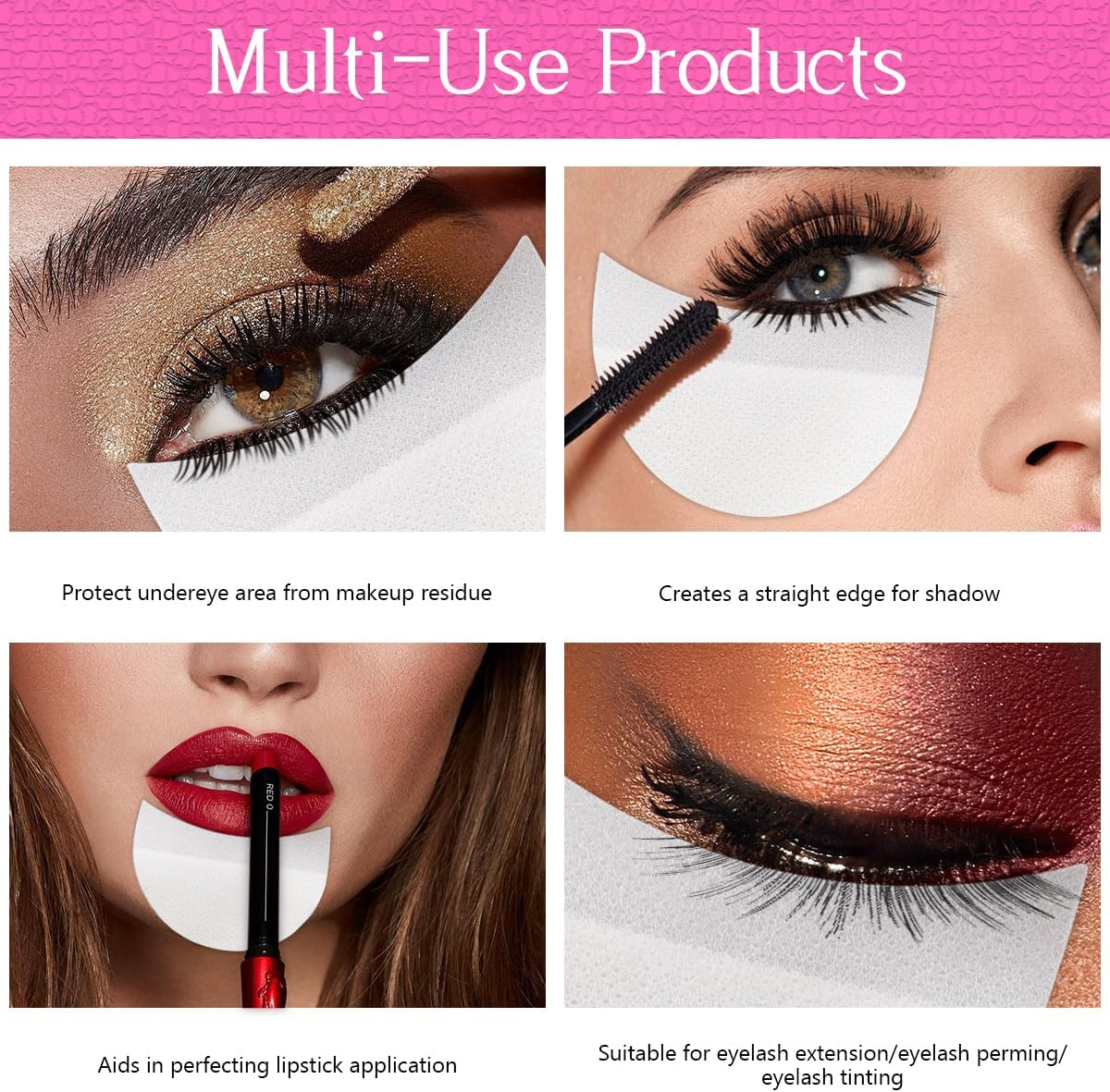 Eye Shadow Pads Eyeshadow Shields 50 PCS Professional Eyeshadow Stencil Tape Eyeliner Stickers Patches Eyeliner Stencil Premium Lint Free for Eyelash Extension Tinting - 200 Pcs image number 2