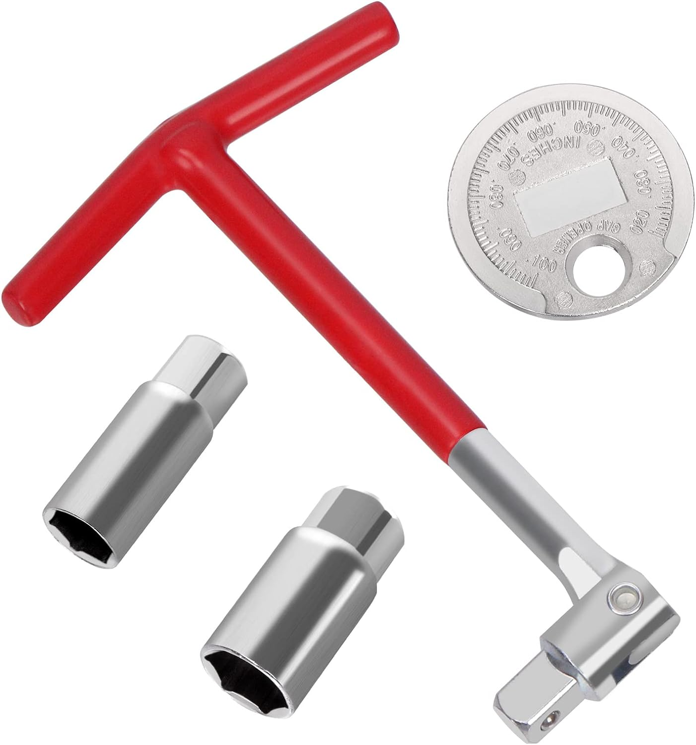 Tanstic 4Pcs T-Handle Universal Joint Spark Plug Socket Wrench with 16Mm(5/8") and 21Mm(13/16") Socket Wrench, Spark Plug Gap Gauge, T-Bar Remover Installer Double Socket Wrench image number 5