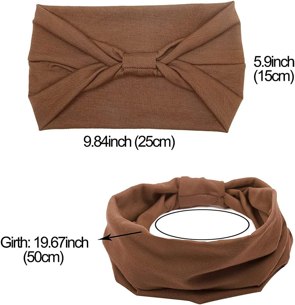 GORTIN Boho Headbands Leopard Hair Bands Knoted Turban Headband Stretch Twist Head Wraps Stripe Cloth Head Bands for Women and Girls 3 Pcs (X-Solid Color Set 1) image number 6