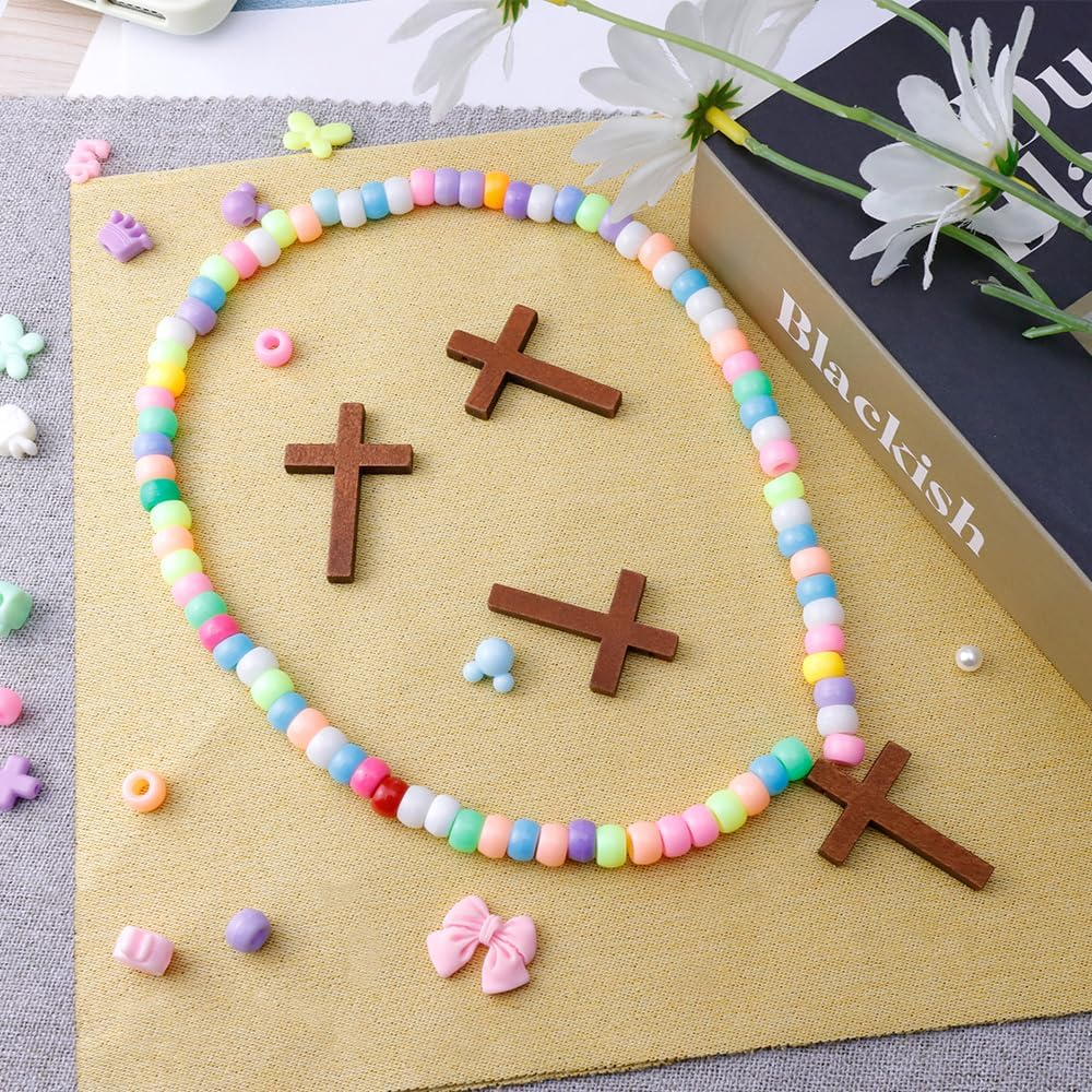 100 Pieces Wooden Cross, 1.2X1.75 in Small Crosses for Crafts, Pocket Crosses in Bulk, Mini Cross with Small Hole, Pendant for Crafting Projects, Party Decorations image number 6