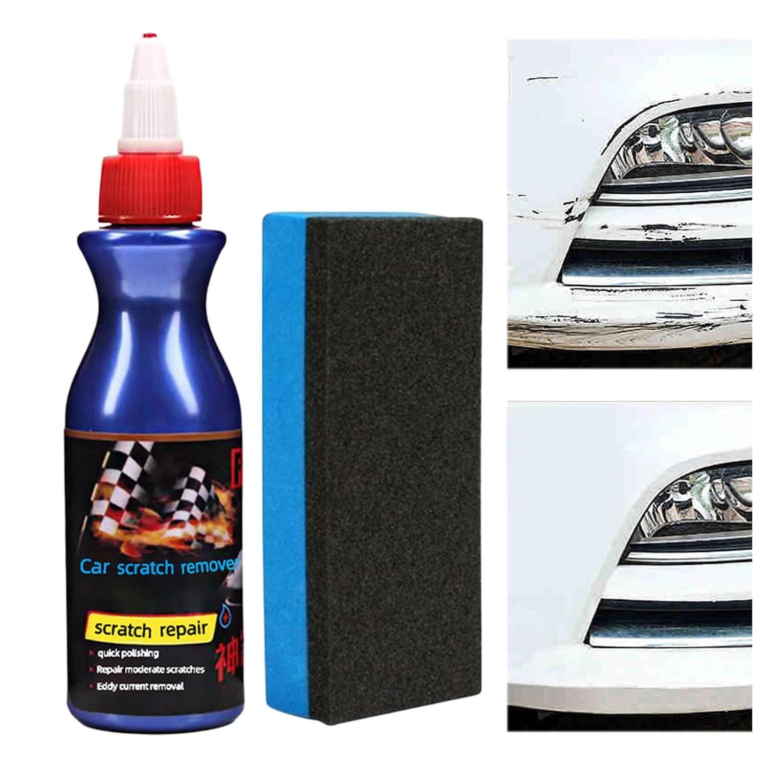 Car Scratch Repair | 100Ml Car Scratch Repair Agent | Automotive Care Kit with Sponge, Polishing Wax, Auto Accessories Restorer for Travel Garage image number 4