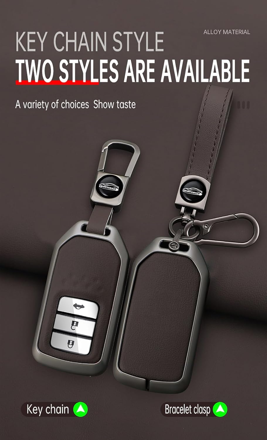 Ontto Alloy Leather Remote Key Fob Cover Fit for Honda Accord Civic CR-V Fit HR-V Pilot EX Odyssey Crosstour Ridgeline 2/3/4 Buttons Key Shell Case Keyring Key Holder Bag Keychian Accessories - A-Red image number 6