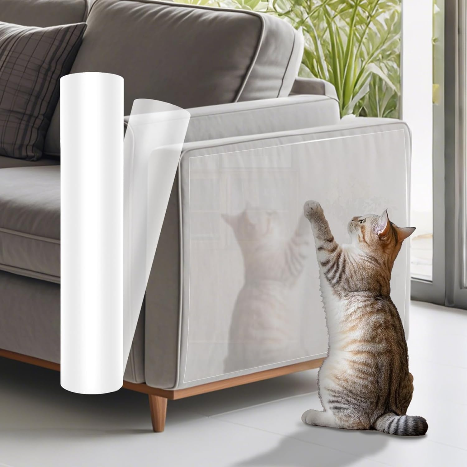 Hayten Cat Furniture Protector Tape 11.8"X118" anti Cat Scratch Protector Transparent Furniture Protection Film image number 6