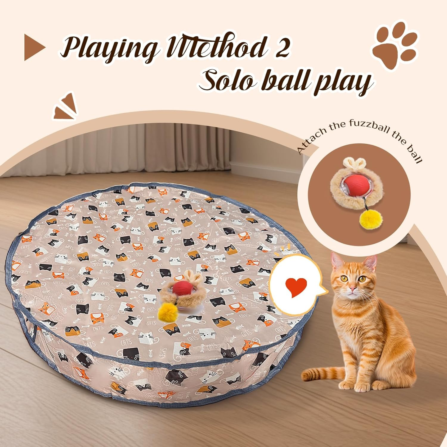 Interactive Cat Toy Mat with Auto-Rolling Ball &ndash; 28-Inch Rechargeable Cat Activity Mat for Indoor Cats, Smart Sensor Motion, Adjustable Speed, Durable & Non-Toxic Cat Enrichment Toy image number 3