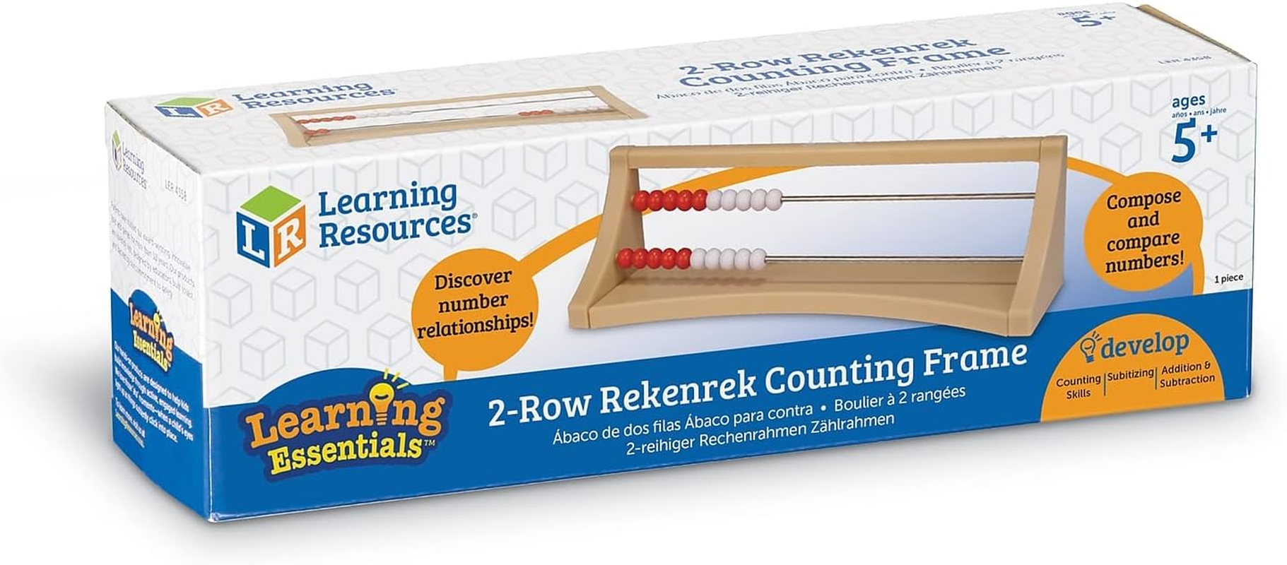 Learning Resources 2-Row Rekenrek Counting Frame, Early Math Skills, Addition/Subtraction, Ages 5+