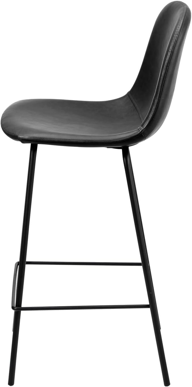 Oikiture 2PCS Bar Stools 62Cm Seat Height, Bar Stools Set of 2 with Premium Faux Leather Backrest Counter Kitchen Chairs Dining Chair, Black image number 7