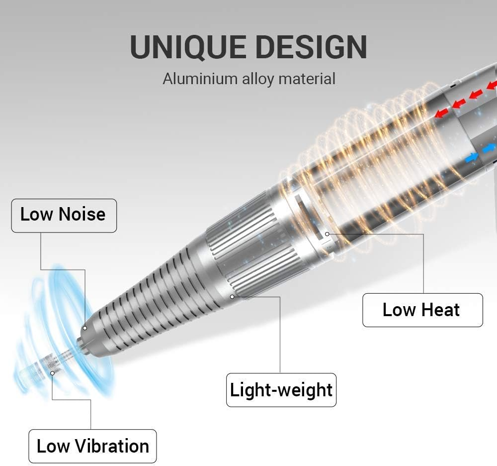 Melodysusie Handpiece for Scamander Professional Rechargeable 30000 Rpm Nail Drill, Portable E-File, Electric Grinder Tool for Acrylic Nail Natural Extension Poly Nail Gel, High Speed, Low Heat image number 1