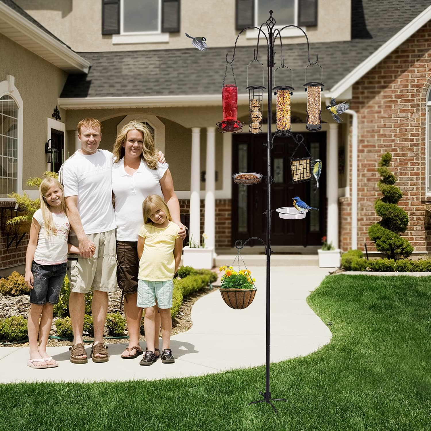 Urban Deco Wild Bird Feeding Station Kit Heavy Duty Bird Feeder Pole Hanging Kit Hanger Multi Feeder Hanging with Metal Suet Feeder Bird Bath for Attracting Wild Birds image number 2