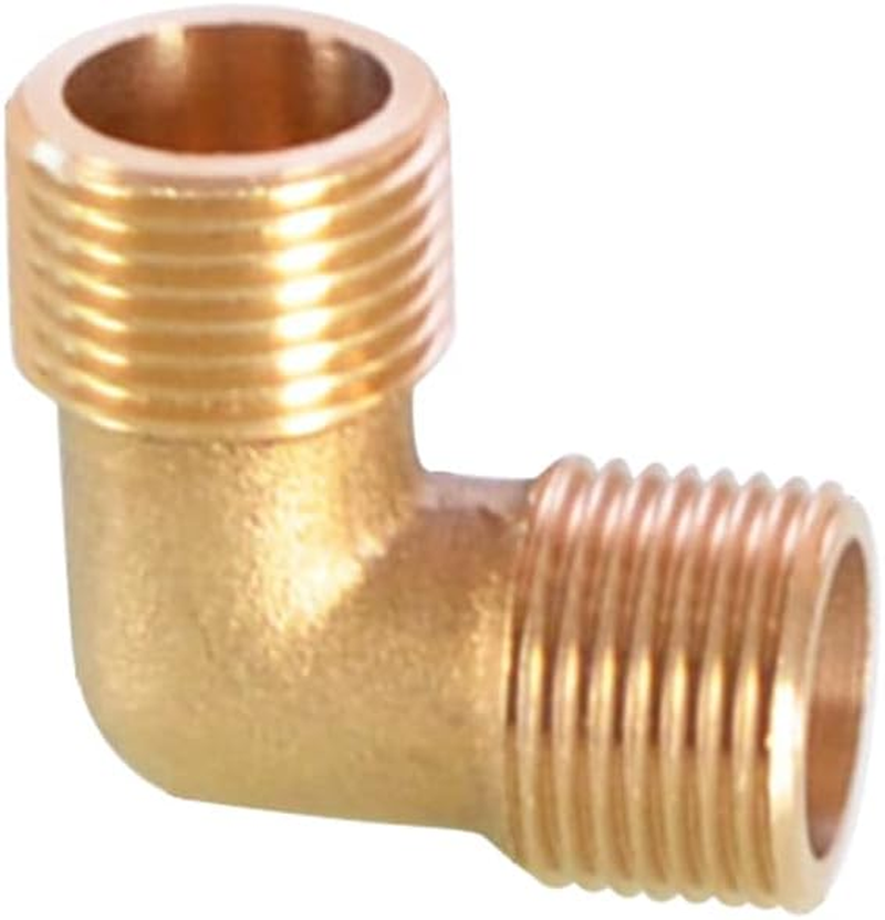 Threaded Fittings Brass Pipe, 90 Degree Elbow Connector Brass Hose Barb Fitting, BSP Thread Pipe Oil Gas Elbow Fitting Coupler (3/8" Male X 3/8" Male) image number 5