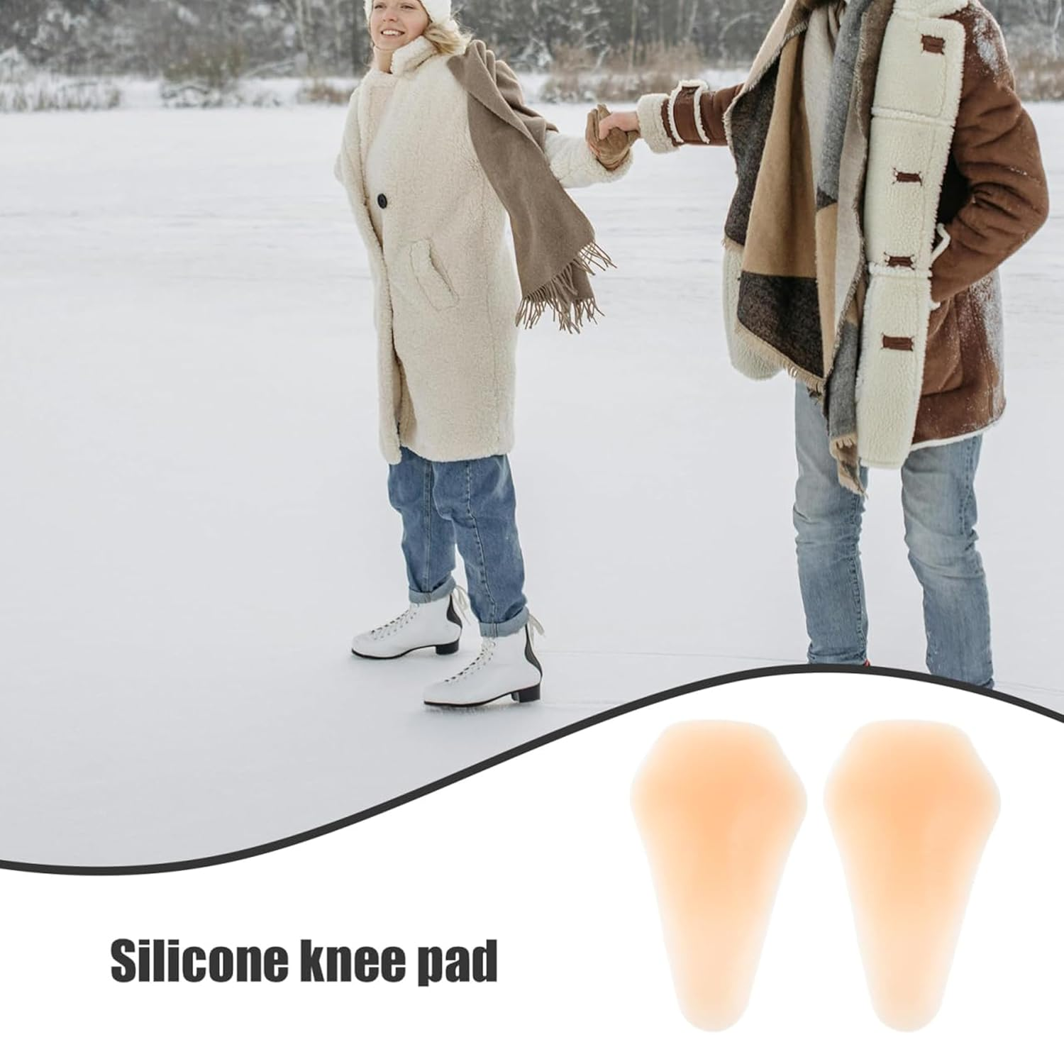 Silicone Knee Braces - Adhesive Gel Pads for Skiing, Snowboarding, Skateboarding, Rollerblading & Dance, Light Skin Tone Support （S/M） (L) image number 6