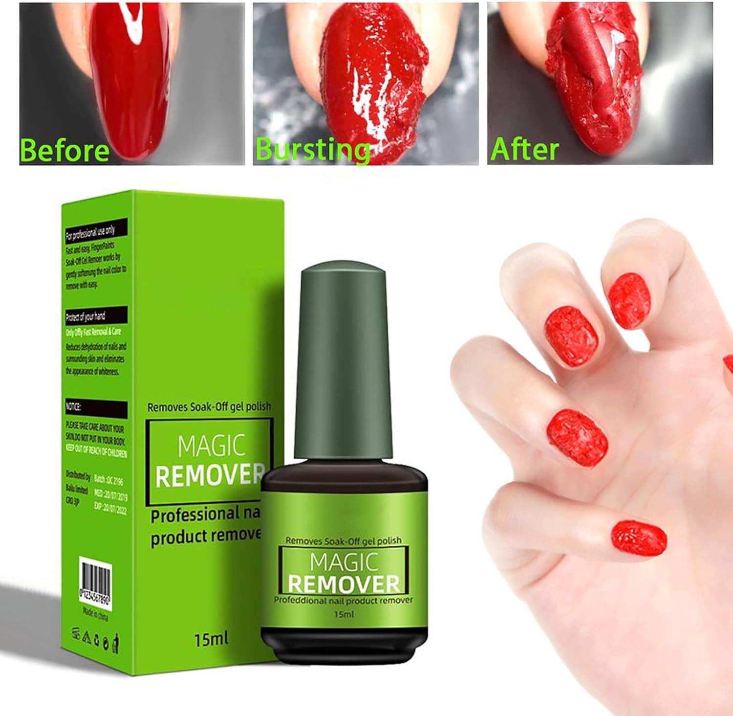 Nail Polish Remover for Gel Nails, Shellac Remover, Gel Nail Polish Remover Art for Removes Quick and Easy Nail Polish Removal with Nail File & Cuticle Pusher image number 6