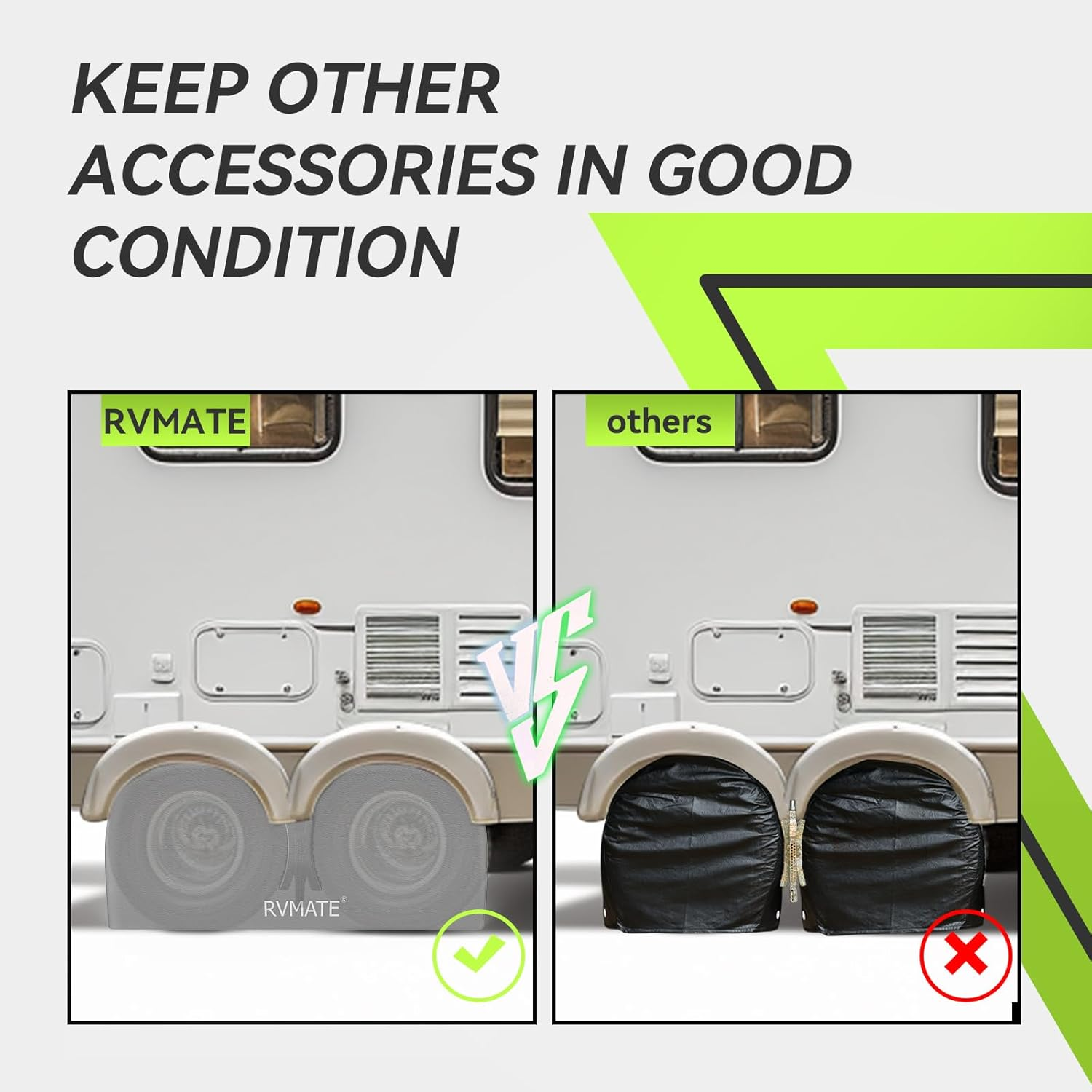 RVMATE RV Tire Covers, Dual Axle Wheel Cover (2 Pack) Fits 30"-33" Diameter Tires, Waterproof Anti-Uv Grey Dual Tire Covers RV Accessories for Truck/Trailer image number 1