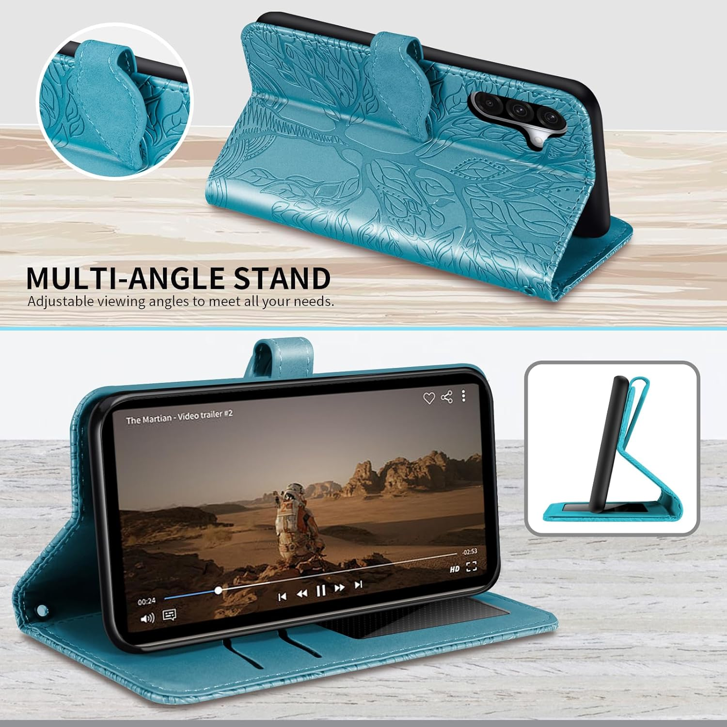 CXTCASE for Samsung Galaxy A56 5G Case PU Leather Folio Flip Cover with Card Slots, Magnetic Wallet Phone Case for Samsung Galaxy A56 5G - Blue - Brown image number 2