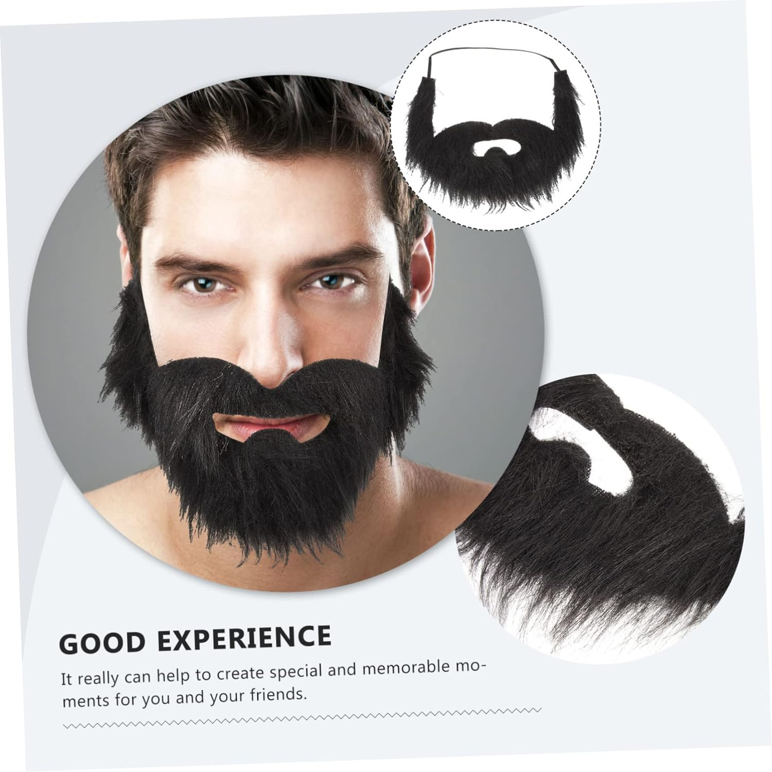 Dense Fake Beard Elastic Band 2Pcs Mustache Toy for Party Halloween Decor Cosplay Fun Props