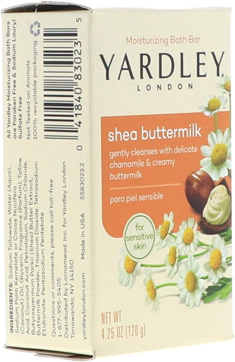 Yardley London Sensitive Skin Shea Buttermilk Bar Soap, 130Ml (Pack of 4)