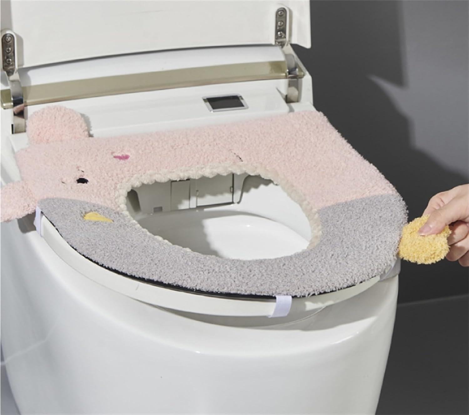 Thicken Toilet Seat Cover Cushion Pads Soft Warm Toilet Seat Covers Bathroom Toilet Seat Cover Mat Universal (Pink, One Size) image number 5