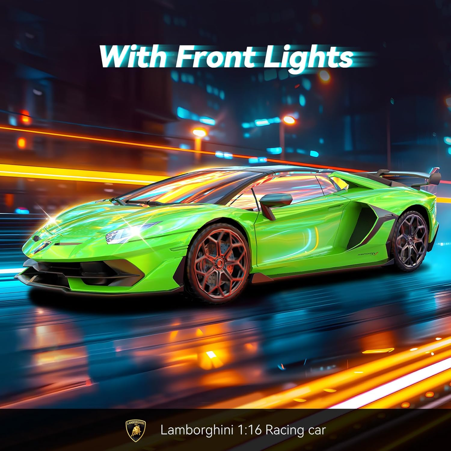 Remote Control Car for Lamborghini, Officially Licensed 1:16 Scale Lambo Hobby Rc Cars with Headlight, 2.4Ghz Race Car Toys for Boy Girl 4-12 Years Old, 12Km/H, Birthday Gift image number 4