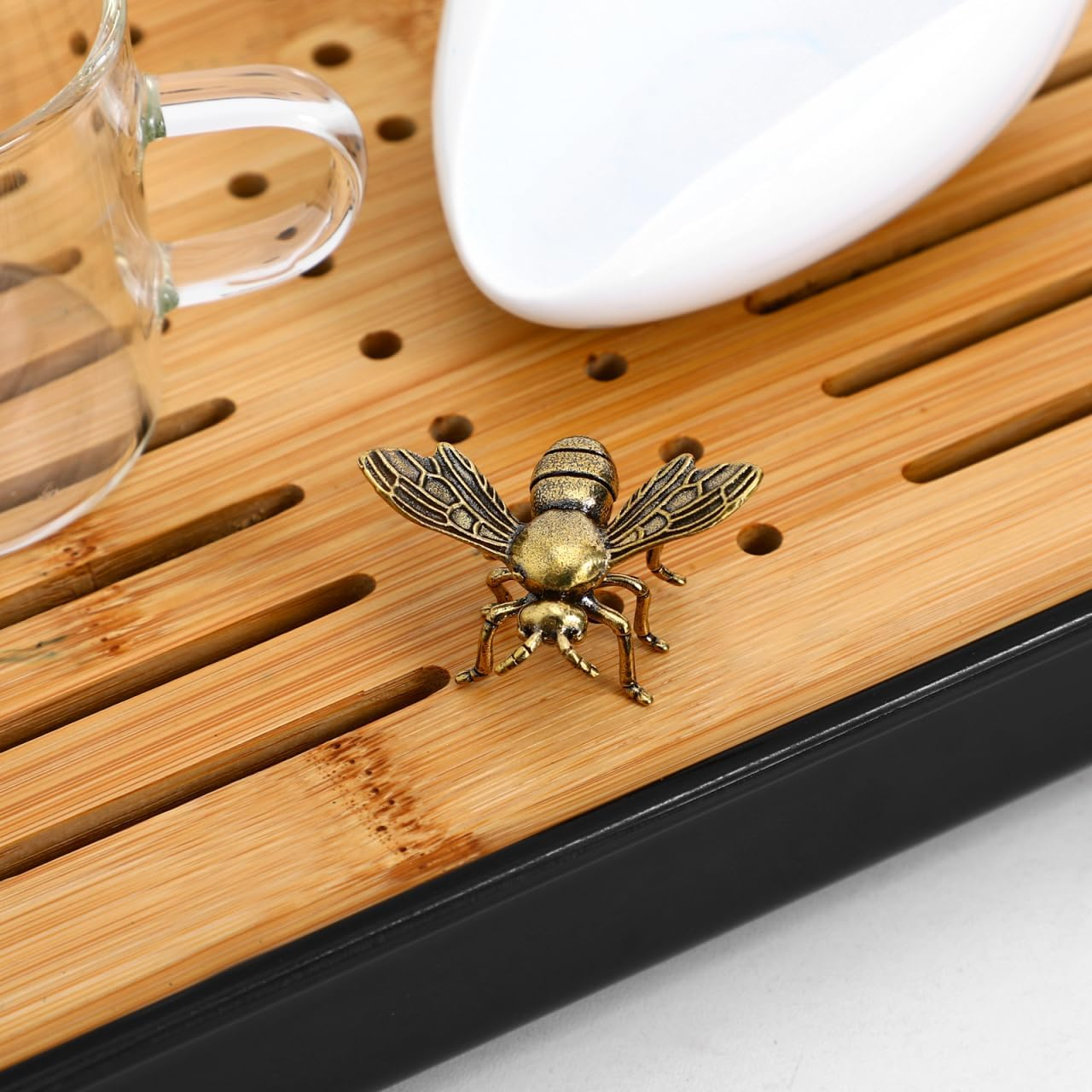 Brass Bee Adornment Small Bee Decor for Desktop Brass Craft Figurine with Flat Bottom for Stability Unique Home Decoration image number 1