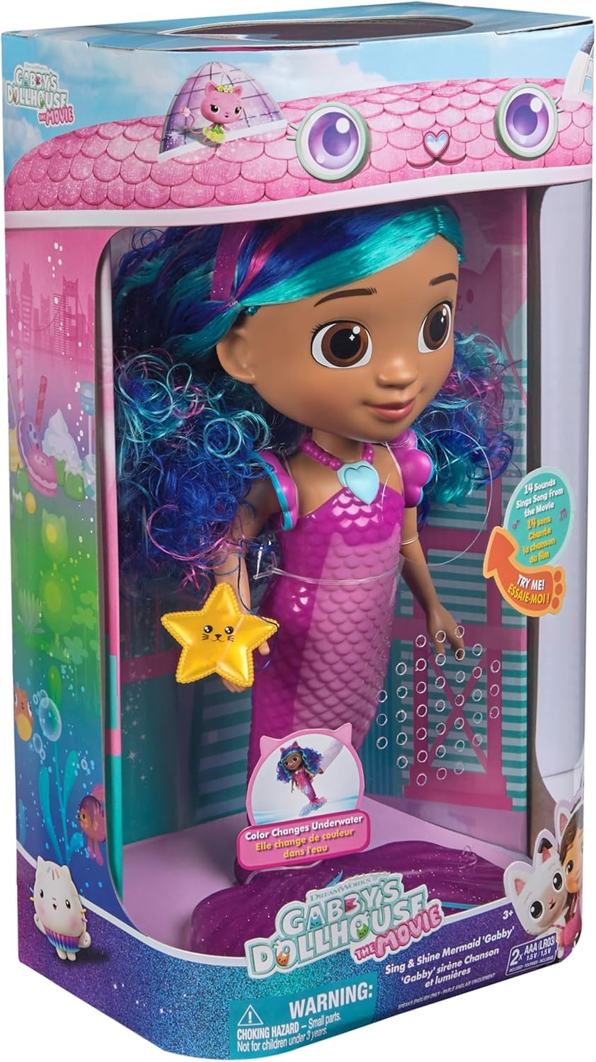 Gabby'S Dollhouse: the Movie, Sing & Shine Mermaid Gabby, Waterproof Mermaid Doll with Lights and Sounds, Kids Toys for Girls & Boys Ages 3 and Up image number 3