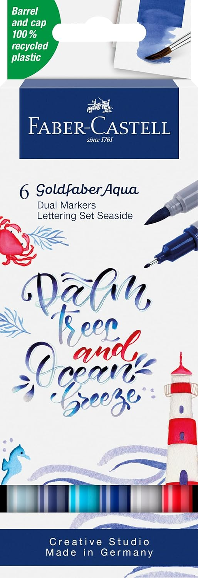 Faber-Castell 164517 Goldfaber Aqua Dual Markers Lettering Set, Jungle (Pack of 6) image number 1