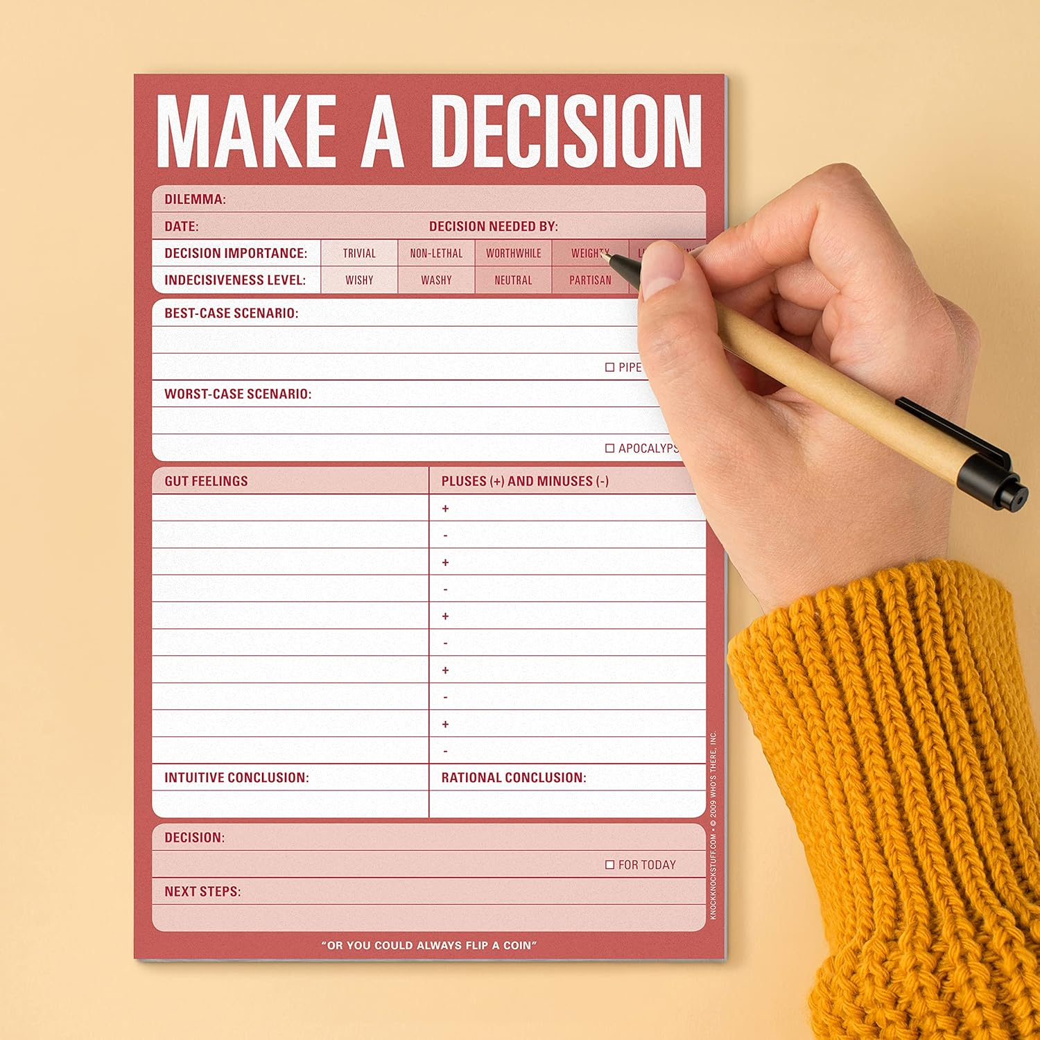 Knock Knock Make a Decision Checklist Note Pad, 6 X 9-Inches image number 5