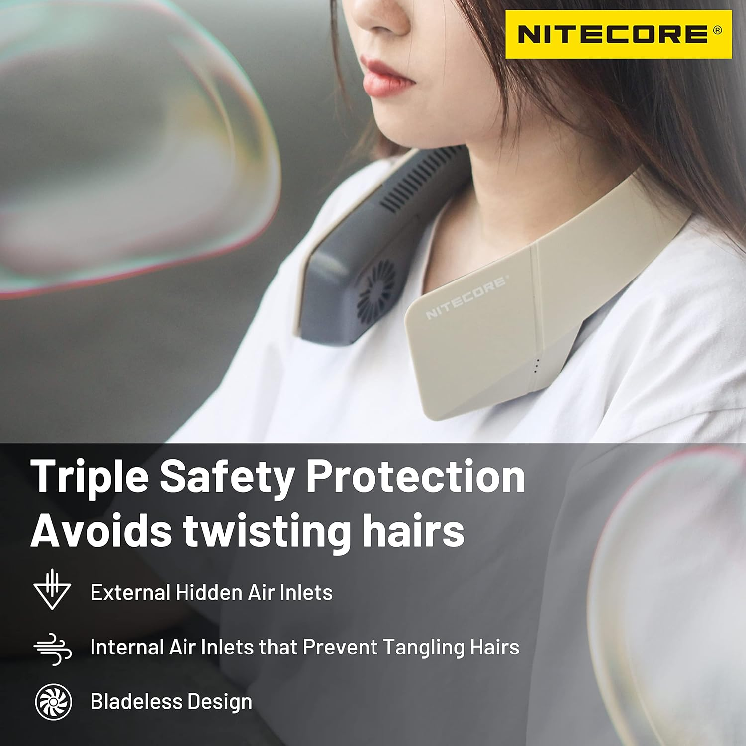 Nitecore NEF20 Portable Bladeless Neck Fan, Wearable Hands Free, 360&deg; Airflow, Brushless Motor 4000Mah Battery image number 6