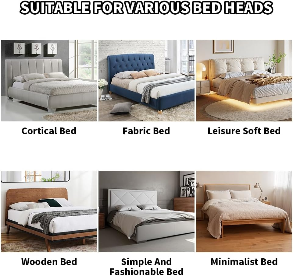 Bed Headboard Protective Cover, Dustproof Protective Cover for Padded Bedroom Headboard, Velvet Fabric (150-170 Cm (Queen), Black) image number 3