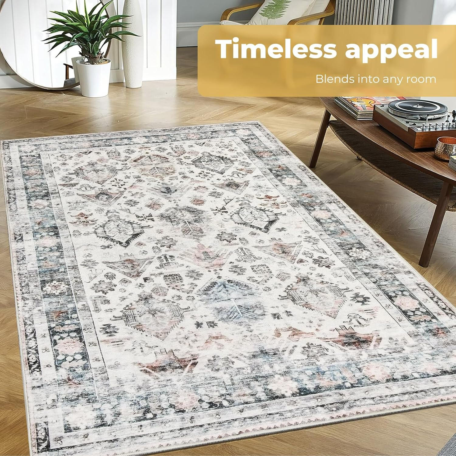 MARLOW 80X120Cm Floor Rugs, Skin Friendly Shaggy Area Rugs, TPR Anti-Slip Backing Soft Large Home Decor Carpet Indoor Outdoor - Versatile for Bedroom,Dining Room,Living Room(Vintage Blue) image number 1