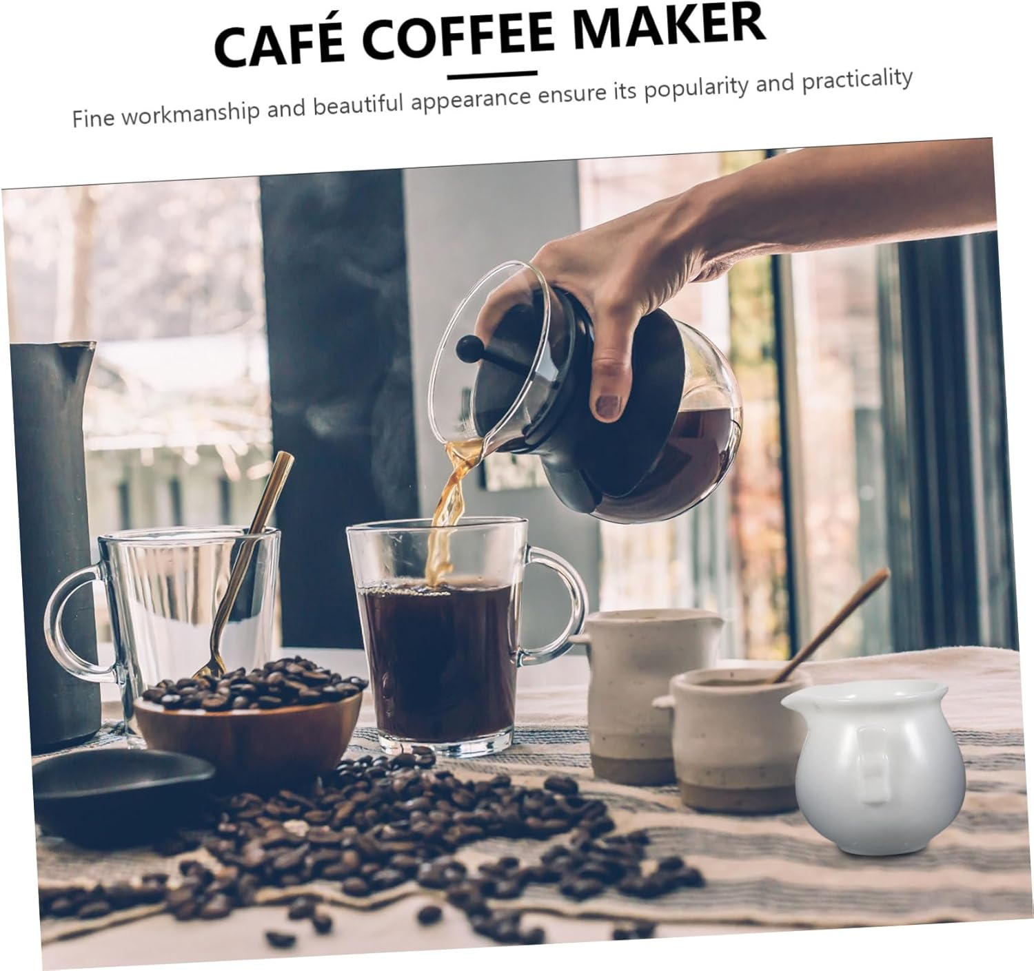 POPETPOP 3Pcs White Ceramic Milk Jugs Coffee Frothing Cups Creative Frothing Pitchers for Espresso Machine Accessories and Latte Art in Home and Caf&eacute; Use image number 3